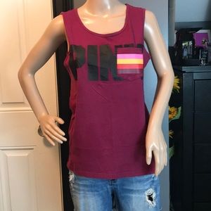 PINK tank top. Maroon with pocket